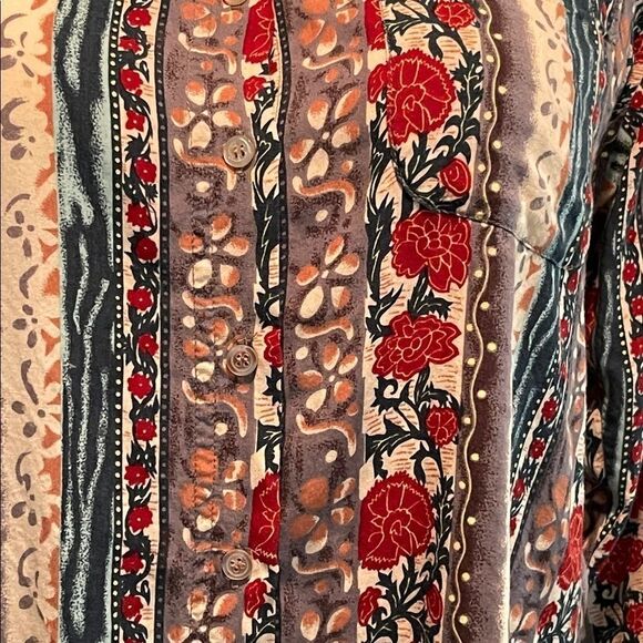 Details Express Floral Print Button Front Blouse M‎ - Picture 4 of 6